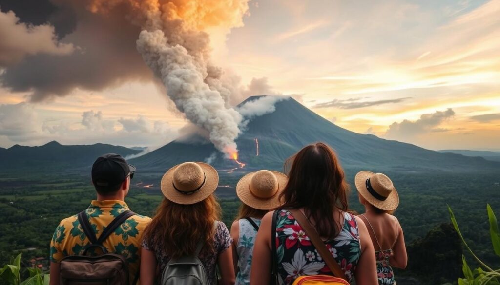 Touristen während Bali Vulkanausbruch