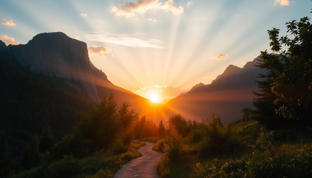 Wanderung bei Sonnenuntergang