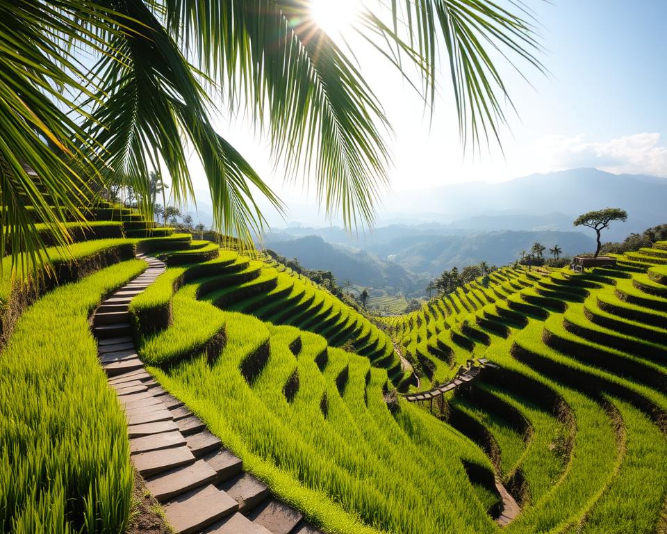 Schmale Pfade Reisterrassen Erkundung